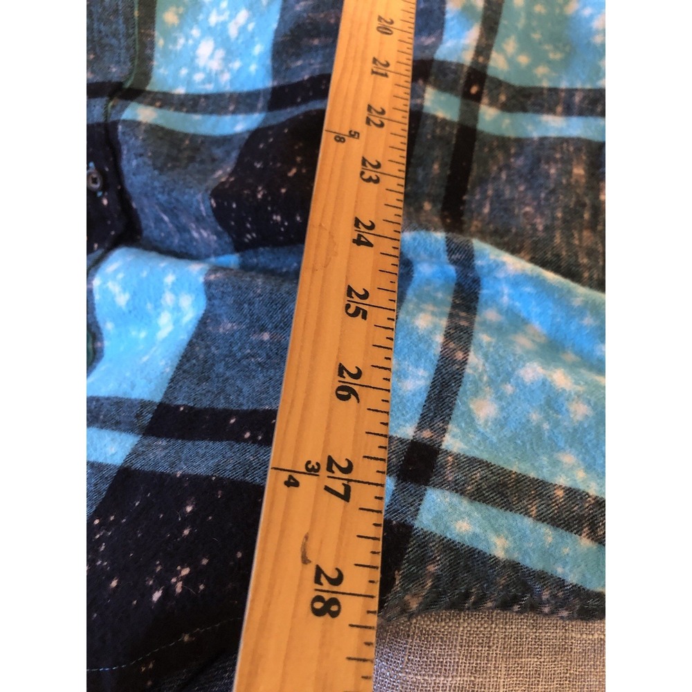 Angry Minnow Shirt Mens Large Blue Check Flannel Unicorn Stab People Graphic - Picture 4 of 7